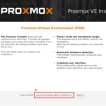 Installazione Proxmox VE – Selezione disco di destinazione